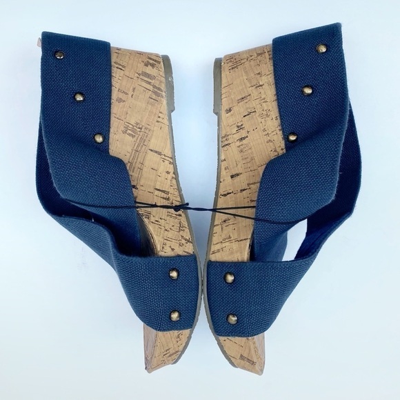 Esprit Crisscross Navy Blue Espadrille Wedge - Picture 8 of 11